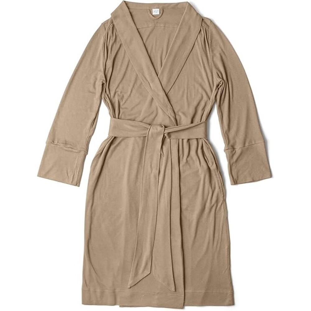 goumi Bamboo Organic Cotton Womens Robe Sandstone NWT XS-S